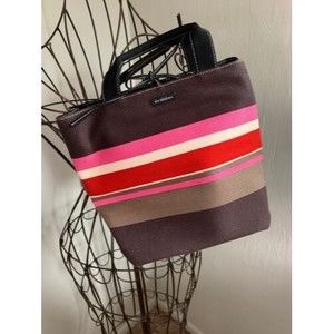 Pristine Canvas Shoulder Bag Brown‎ And Pink Multiple Compartments
